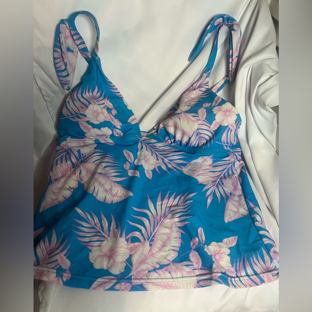 SO Blue and Pink Floral Tankini Top